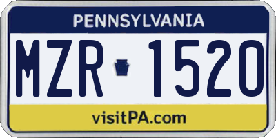 PA license plate MZR1520