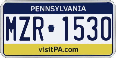 PA license plate MZR1530
