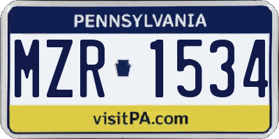 PA license plate MZR1534