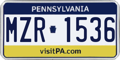 PA license plate MZR1536
