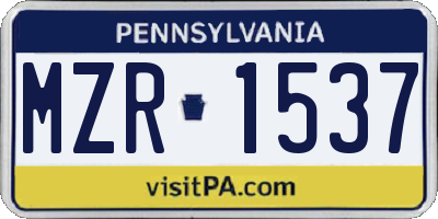 PA license plate MZR1537