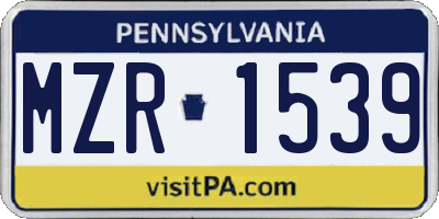 PA license plate MZR1539
