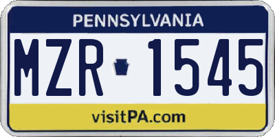 PA license plate MZR1545