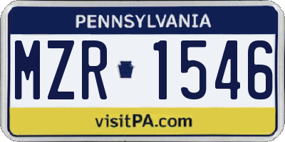 PA license plate MZR1546