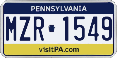 PA license plate MZR1549