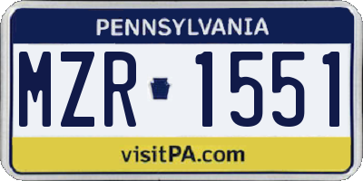 PA license plate MZR1551