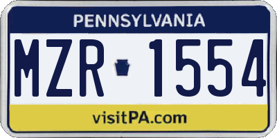 PA license plate MZR1554