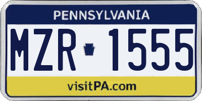 PA license plate MZR1555
