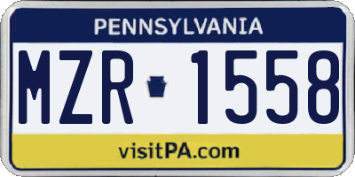 PA license plate MZR1558