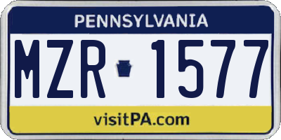 PA license plate MZR1577