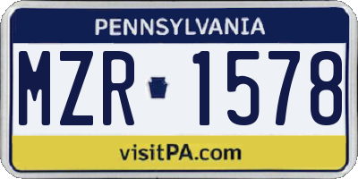 PA license plate MZR1578