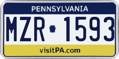 PA license plate MZR1593