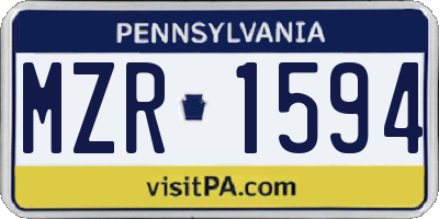 PA license plate MZR1594