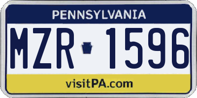 PA license plate MZR1596