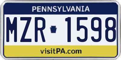 PA license plate MZR1598