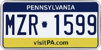 PA license plate MZR1599