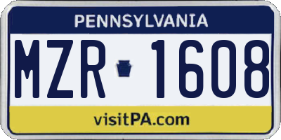 PA license plate MZR1608