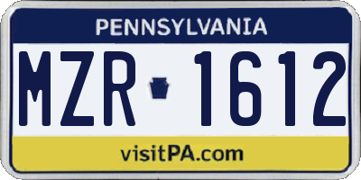 PA license plate MZR1612