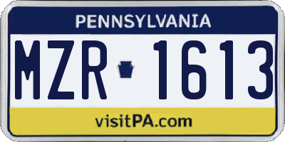 PA license plate MZR1613