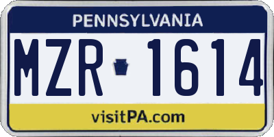 PA license plate MZR1614