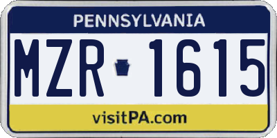 PA license plate MZR1615