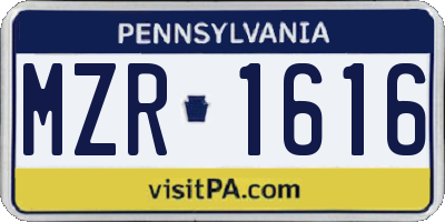 PA license plate MZR1616