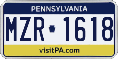 PA license plate MZR1618