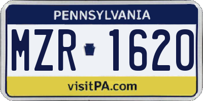 PA license plate MZR1620
