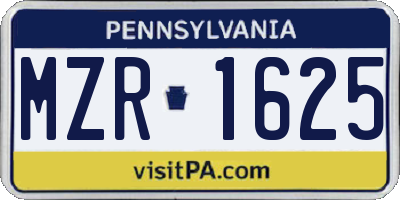 PA license plate MZR1625