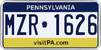 PA license plate MZR1626