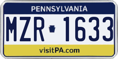 PA license plate MZR1633