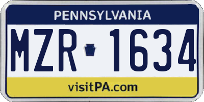 PA license plate MZR1634