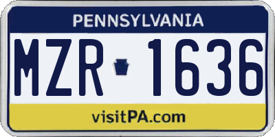 PA license plate MZR1636