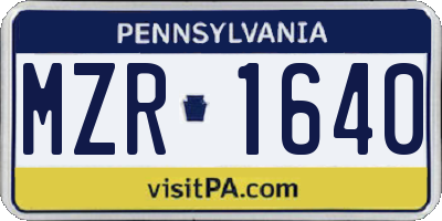 PA license plate MZR1640