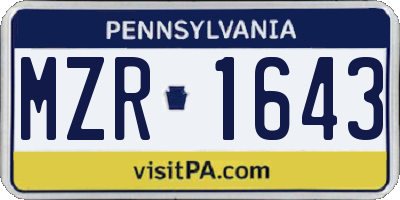 PA license plate MZR1643