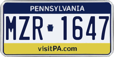 PA license plate MZR1647