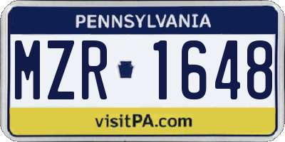 PA license plate MZR1648
