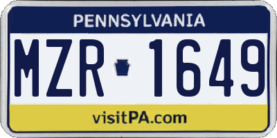PA license plate MZR1649