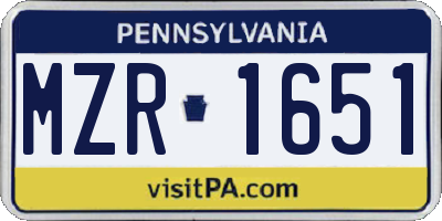 PA license plate MZR1651