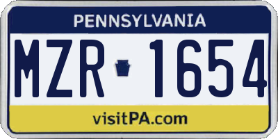 PA license plate MZR1654