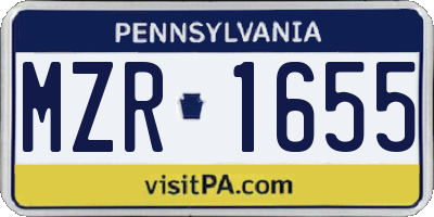 PA license plate MZR1655