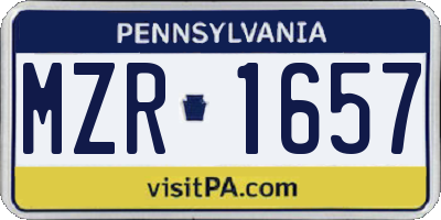 PA license plate MZR1657