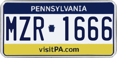 PA license plate MZR1666