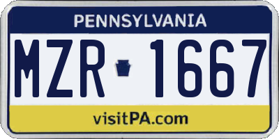 PA license plate MZR1667