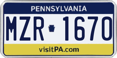 PA license plate MZR1670