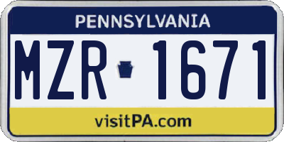 PA license plate MZR1671