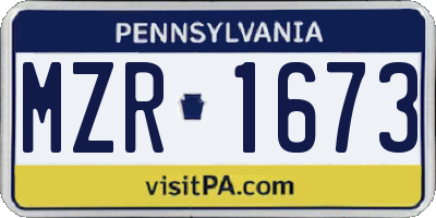 PA license plate MZR1673