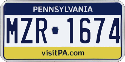 PA license plate MZR1674