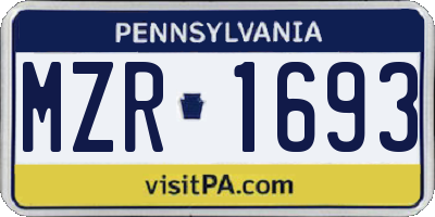 PA license plate MZR1693
