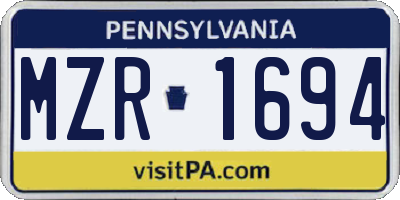 PA license plate MZR1694